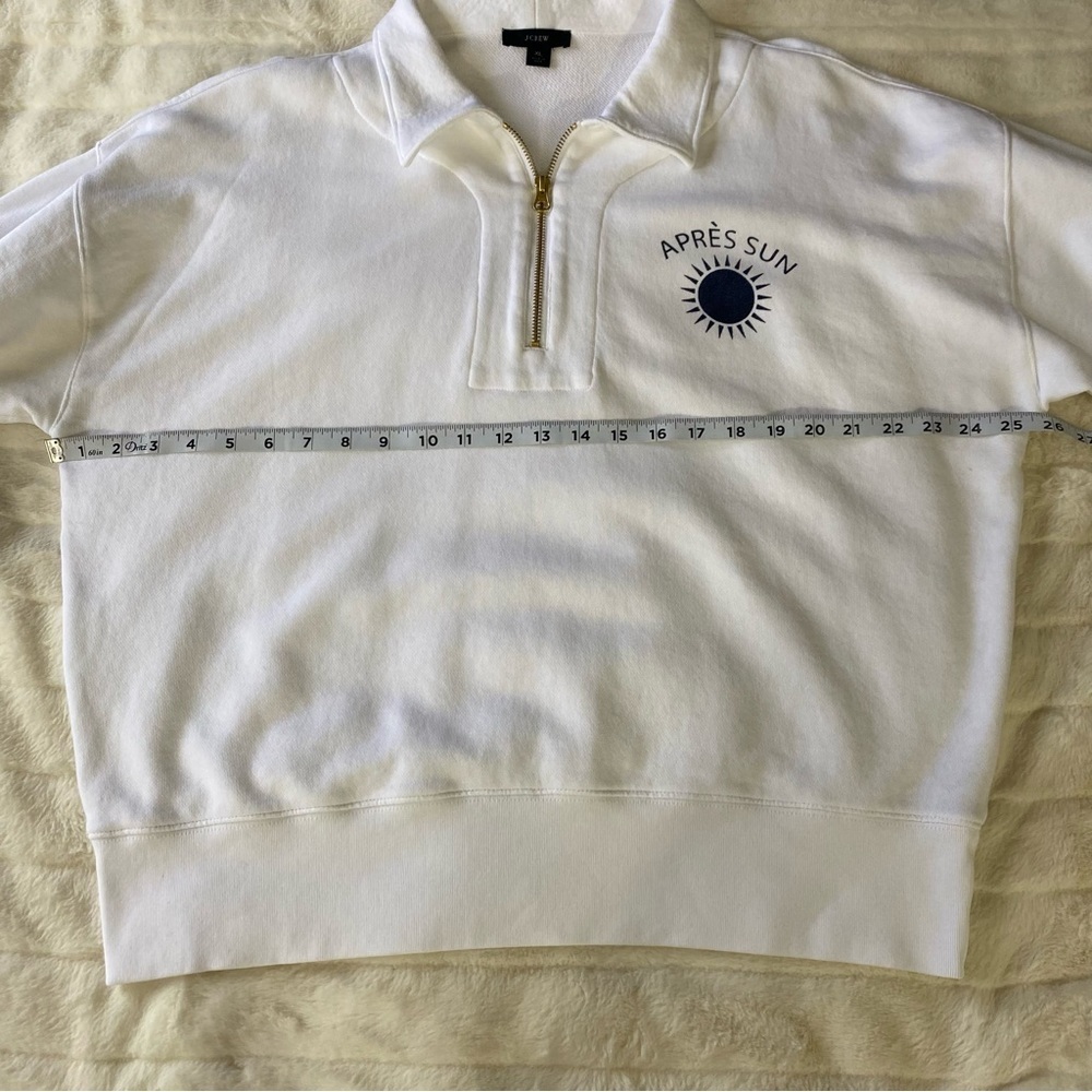 J.Crew Womens White Graphic Half Zip Sweatshirt BQ930 Size XL - Picture 7 of 11